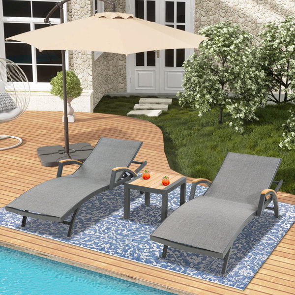 Peak Home Furnishings Patio Aluminum Chaise Lounge Chairs With